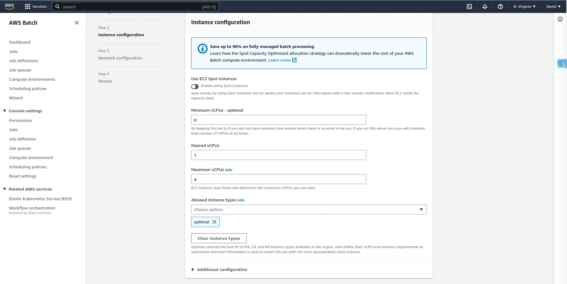 Instance configuration