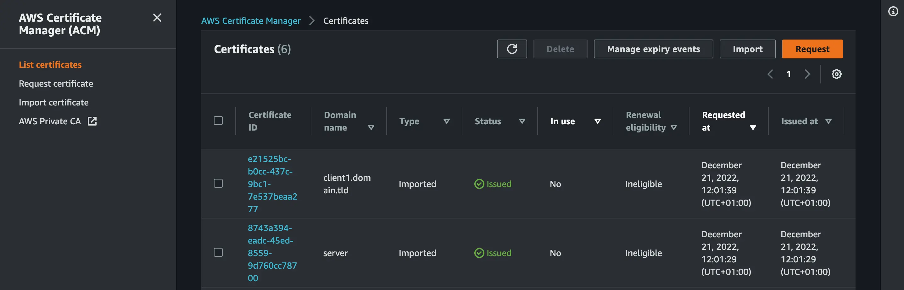 Certificate Manager AWS