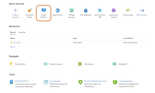 Azure Portal Landing Page