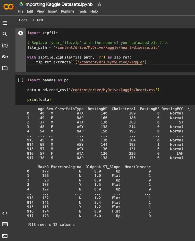 Colab Handle Kaggle Data