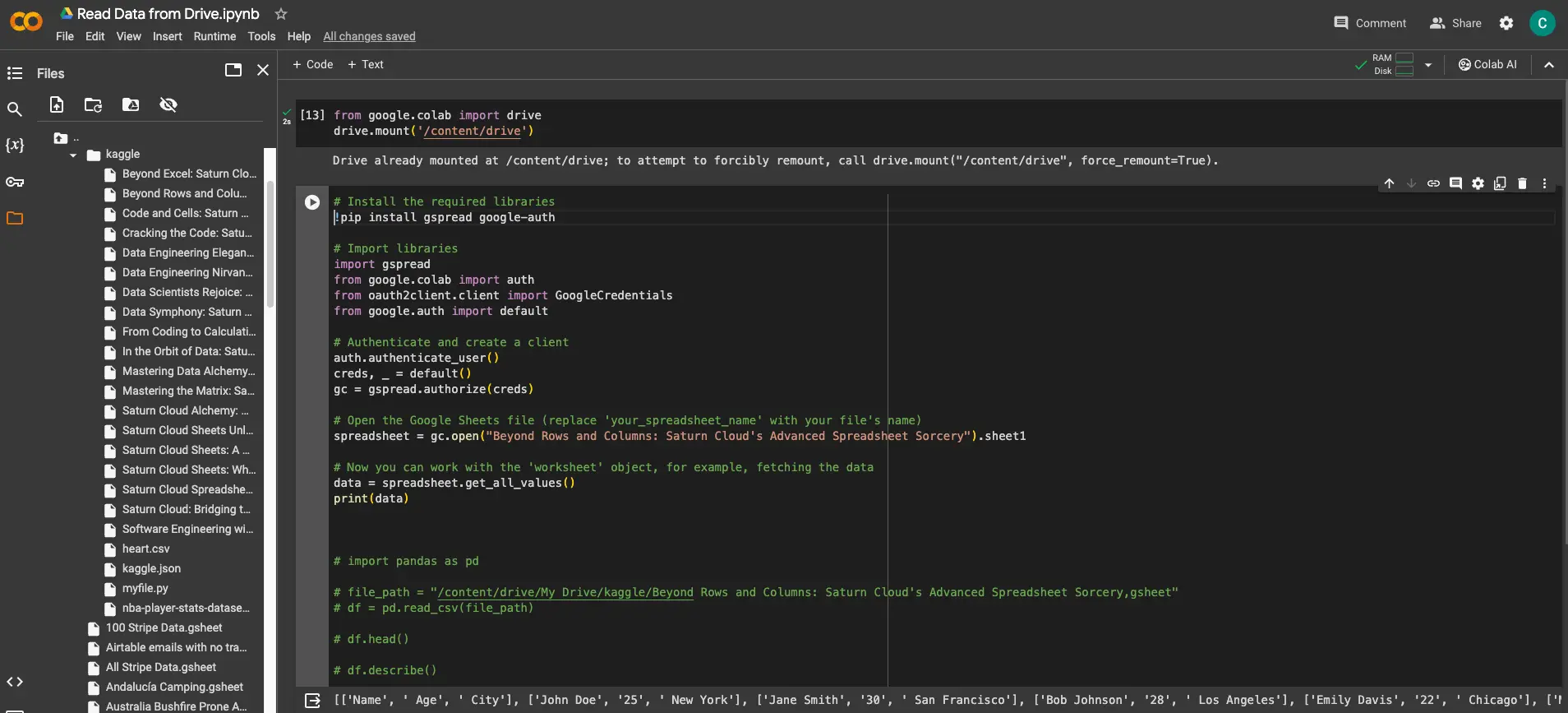 Colab Read Data from Drive