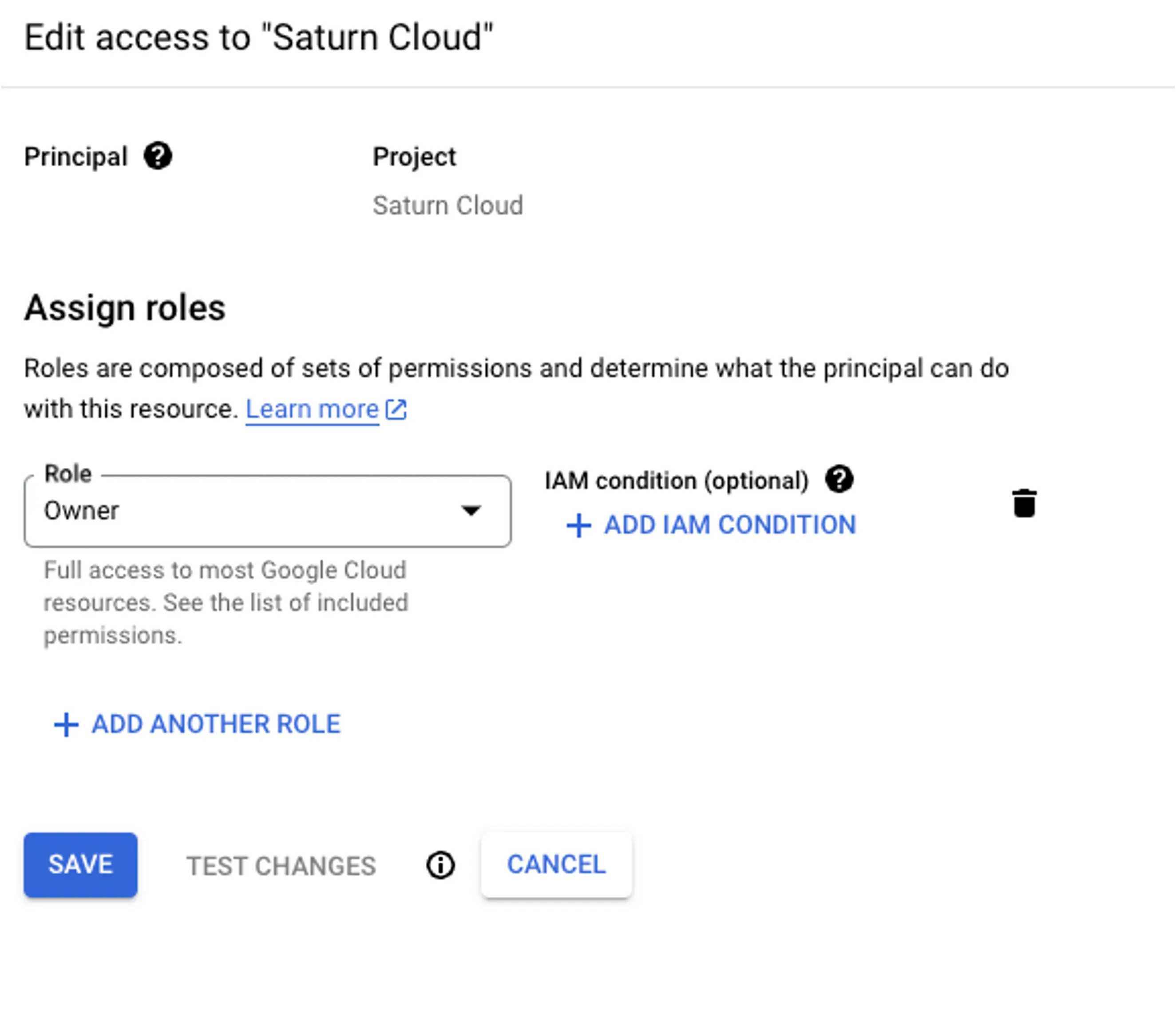 Google Cloud Console Edit Access