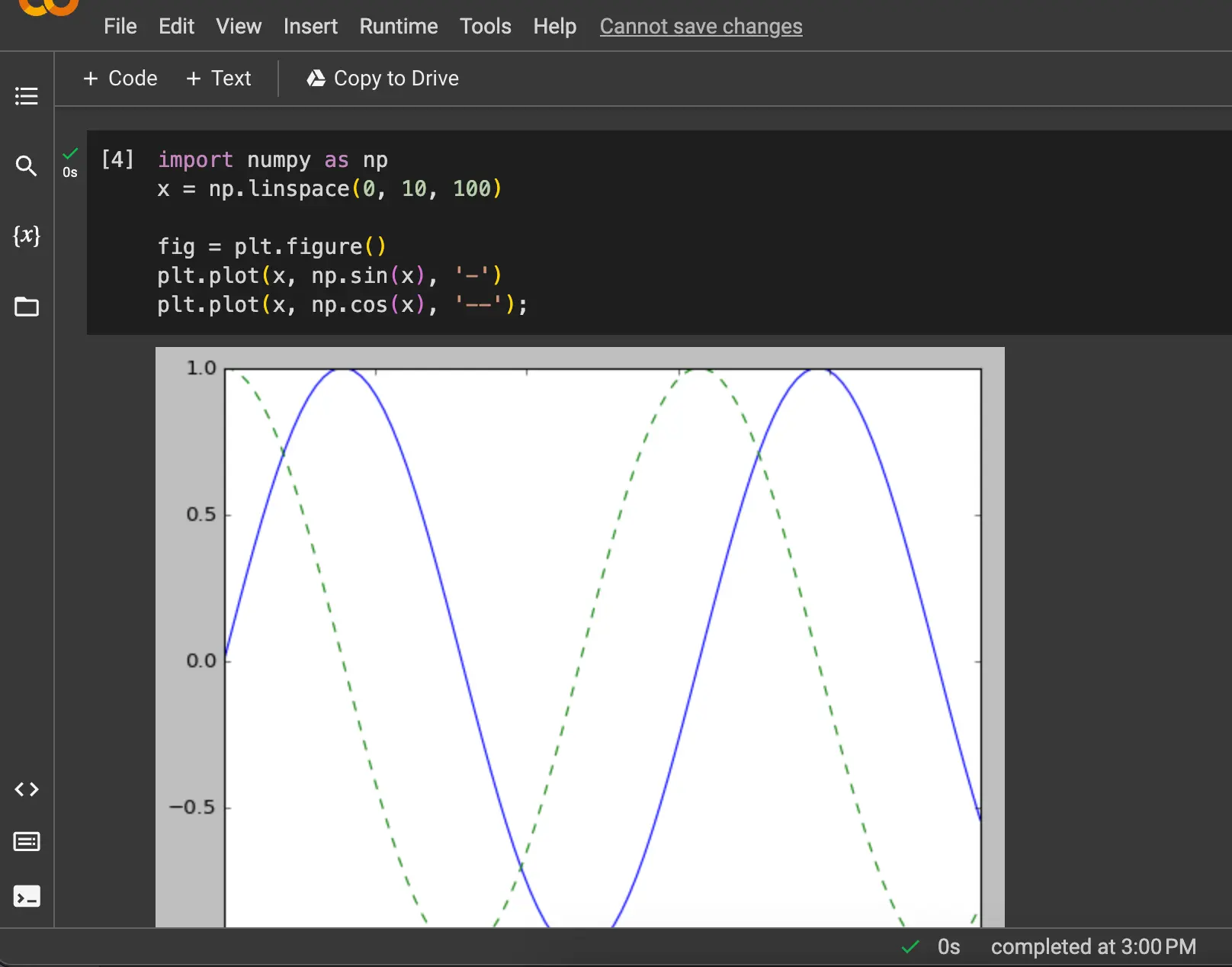 Google Colab result