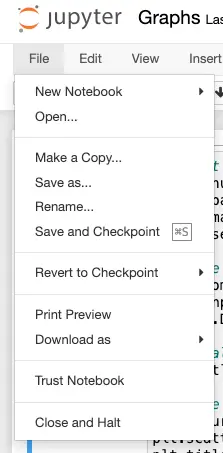 Jupyter FIle Menu