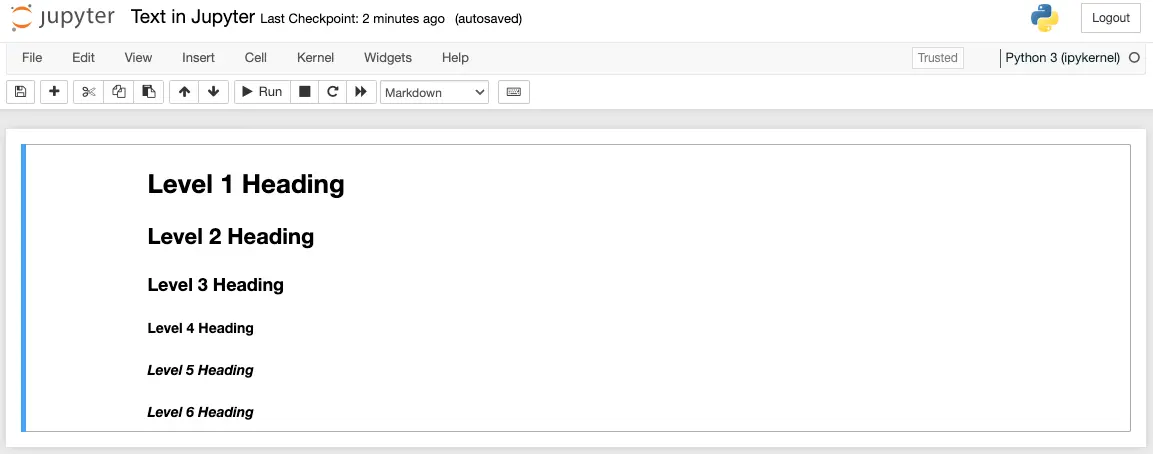 Markdown Jupyter headings