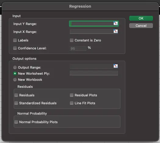 Regression Inputs Excel