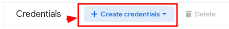 Choose Create Credentials in Google Cloud Console